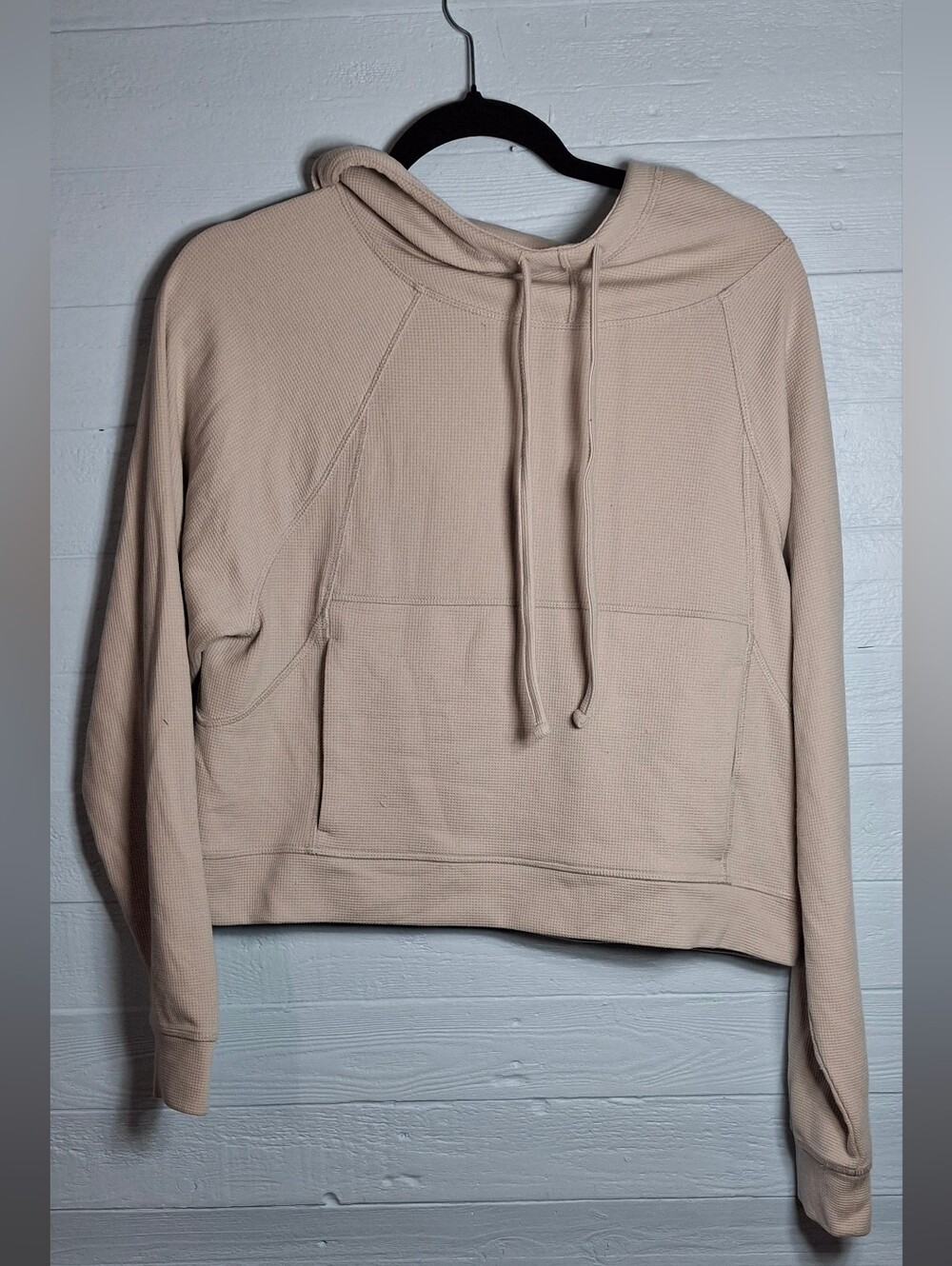 Womens Loungewear Minimalist Athleisure FLX waffle-knit  Cropped Hoodie Size M.